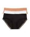 Natori Bliss 3-pack Cotton Blend Briefs In Black/cafe