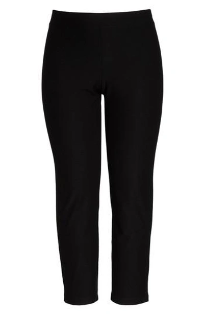 Eileen Fisher Plus Size Washable Stretch-crepe Slim Ankle Pants In Black