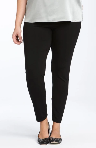 Eileen Fisher System Plus Size Jersey Knit Ankle Leggings In Black