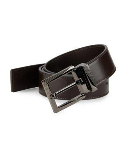 Versace Five-notch Leather Belt In Dark Brown