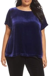 Eileen Fisher Short-sleeve Bateau-neck Velvet Top, Plus Size In Venus