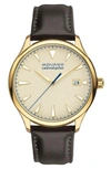MOVADO 'HERITAGE' LEATHER STRAP WATCH, 40MM,3650003