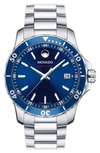 Movado Men's Swiss Series 800 Stainless Steel Bracelet Diver Watch 40mm In Silver/ Blue