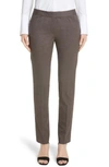 Lafayette 148 Irving Stretch Wool Pants In Lead Melange