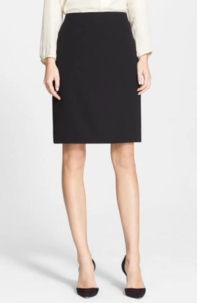 Akris Flannel Stretch-wool Mini Pencil Skirt In Navy