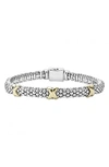 LAGOS THREE STATION X TWO-TONE CAVIAR BRACELET,05-80691-7.5