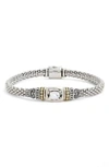 Lagos 18k Gold And Sterling Silver Caviar Color Bracelet With White Topaz In White Topaz