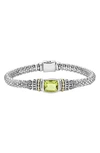 Lagos 18k Gold And Sterling Silver Caviar Color Bracelet With Green Quartz In Green Quartz