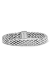 Lagos Signature Sterling Silver Fluted Station Caviar Bracelet In Silver