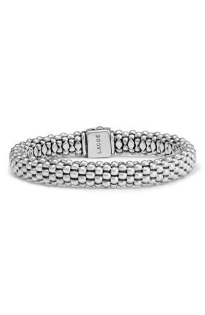 Lagos Signature Sterling Silver Fluted Station Caviar Bracelet
