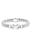 Lagos Derby Large Buckle Sterling Silver Caviar Bracelet In Sterling Silver