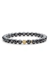 Lagos Caviar Icon Hematite Bracelet With 18k Gold Caviar Station In Hematite/ Gold