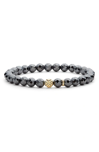 Lagos Caviar Icon Hematite Bracelet With 18k Gold Caviar Station In Hematite/gold