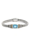 Lagos 18k Gold And Sterling Silver Caviar Color Bracelet With London Blue Topaz In Blue Topaz
