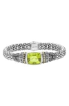 Lagos 18k Gold And Sterling Silver Caviar Color Bracelet With Green Quartz In Green Quartz
