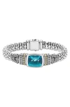 Lagos 18k Gold And Sterling Silver Caviar Color Bezel Bracelet With London Blue Topaz In London Blue Topaz