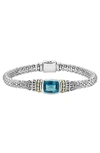 Lagos 18k Gold And Sterling Silver Caviar Color Bracelet With London Blue Topaz