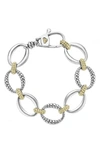 Lagos Fluted Oval Caviar Link Bracelet In Sterling Silver/ Gold