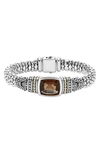 Lagos 18k Gold And Sterling Silver Caviar Color Bracelet With Smoky Quartz In Smokey Quartz