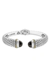 Lagos 18k Gold And Sterling Silver Caviar Color Hematite Cuff Bracelet, 12mm In Hematite