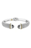 Lagos 18k Gold And Sterling Silver Caviar Color Hematite Cuff Bracelet, 12mm In Black Onyx