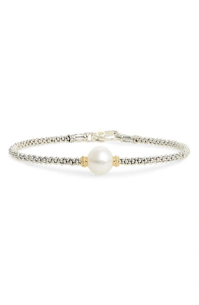 Lagos 18k Gold And Sterling Silver Luna Rope Bracelet With Cultured Freshwater Pearl In White/silver