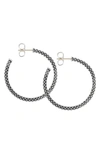 Lagos Beaded Thin Hoop Earrings, Sterling Silver, 35mm In Sterling Silver