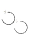 Lagos Beaded Thin Hoop Earrings, Sterling Silver, 28mm In Sterling Silver