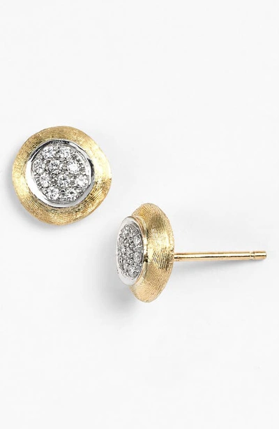 MARCO BICEGO JAIPUR 18K YELLOW & WHITE GOLD DIAMOND STUD EARRINGS,OB1377 B YW