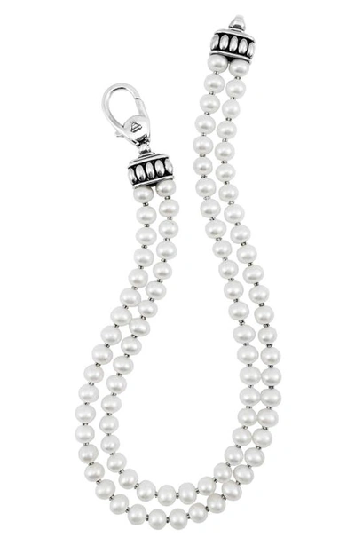 Lagos Luna Pearl Double-strand Necklace In Silver/pearl
