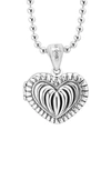 Lagos Sterling Silver Signature Caviar Fluted Heart Pendant Chain Necklace, 16 In Silver