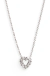 Roberto Coin 'tiny Treasures' Diamond Heart Pendant Necklace In White Gold