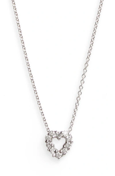 Roberto Coin 'tiny Treasures' Diamond Heart Pendant Necklace In White Gold