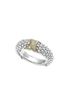 Lagos 18k Gold And Sterling Silver X Collection Diamond Caviar Ring In Silver/ Gold