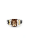 Lagos 18k Gold And Sterling Silver Caviar Color Small Smoky Quartz Ring In Smokey Quartz