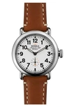 Shinola The Runwell Tan Leather Strap Watch, 41mm In Brown/ White
