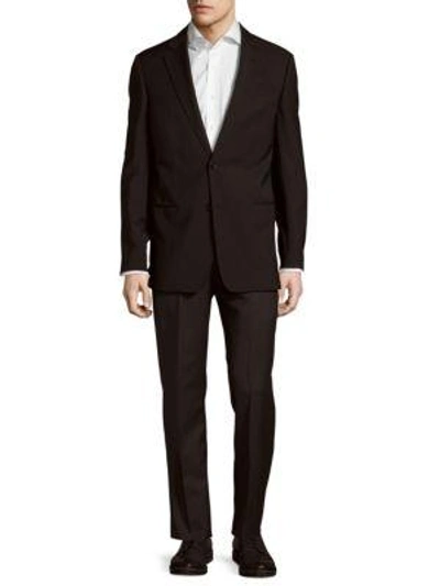 Armani Collezioni Solid Two-button Wool Suit In Black
