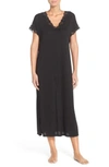 Natori Zen Lace-trim Short-sleeve Lounger In Black
