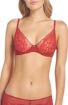 Natori Flora Contour Underwire Bra In Burnt Red/ Dawn