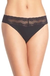 Natori Bliss Perfection Lace-waist Thong Underwear 750092 In Black