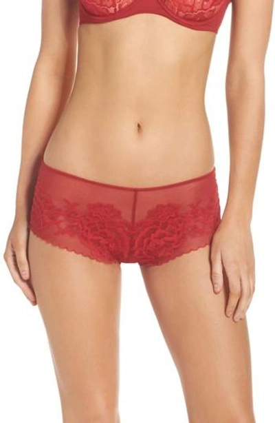 Natori Flora Lace Hipster Briefs In Burnt Red