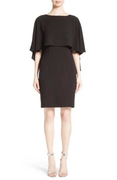 St John Lightweight Sequined Cape Dress, Black In Caviar