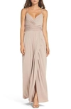 AMSALE CELINA MOCK WRAP GOWN,GB018J