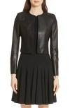 AKRIS 'HASSO' LEATHER CROP JACKET,757900000914