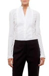 Akris Punto Long-sleeve Cotton Jersey-back Blouse In White