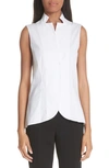 Akris Notched Stand-collar Sleeveless Button-front Blouse In White