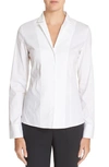 Akris Long-sleeve Notched-collar Poplin Blouse In White