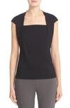 Lafayette 148 Giada Swiss Cotton Cap-sleeve Top In Black