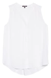 Nydj Print Pleat Back Sleeveless Split Neck Blouse In White