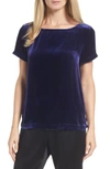 Eileen Fisher Short-sleeve Bateau-neck Velvet Top, Plus Size In Dark Venus